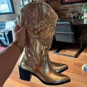 Gold cowboy boots